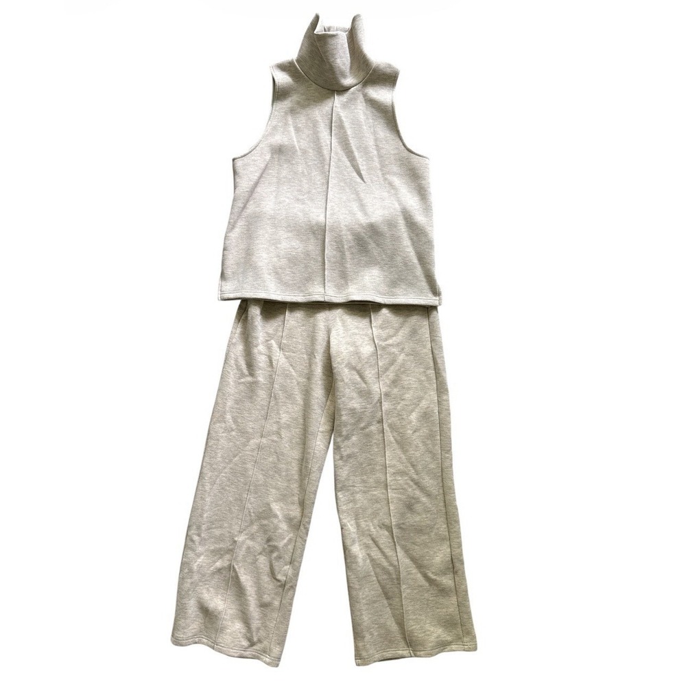 OGL FuzzLuxe 2 Piece Set Turtleneck Top/Pants Medium Beige Heather Morganite - Picture 2 of 7